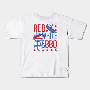 Red White and BBQ Funny 4th of July Pun Kids T-Shirt